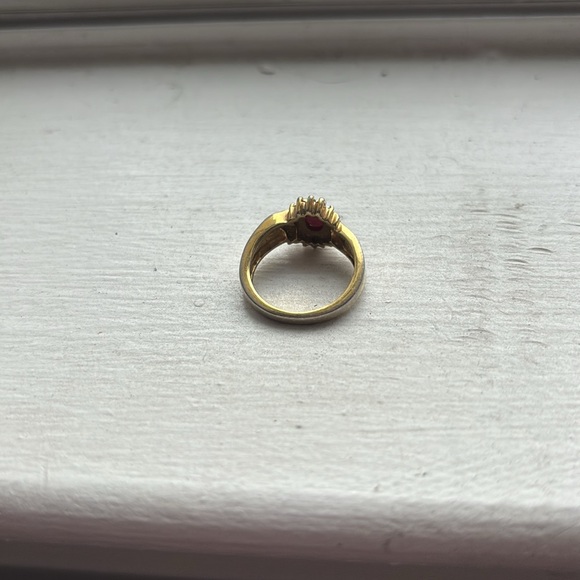 Vintage cocktail ring garnet and crystals size 5 - Picture 4 of 4